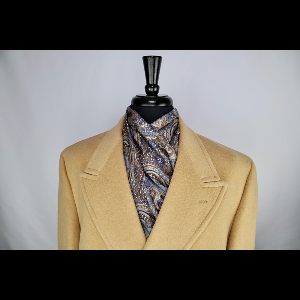 Scarf Jos.A. Bank Brown & Blue Paisley Silk & Wool - Picture 3 of 5